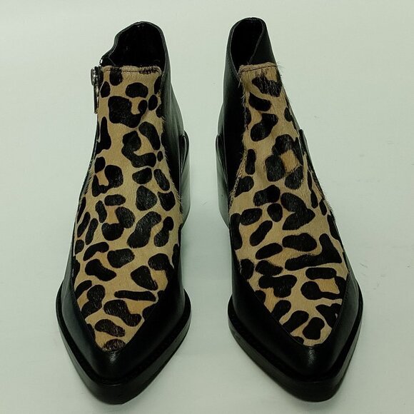 Design Lab 38.5 Druria Leopard Calf Hair Booties - Picture 1 of 5